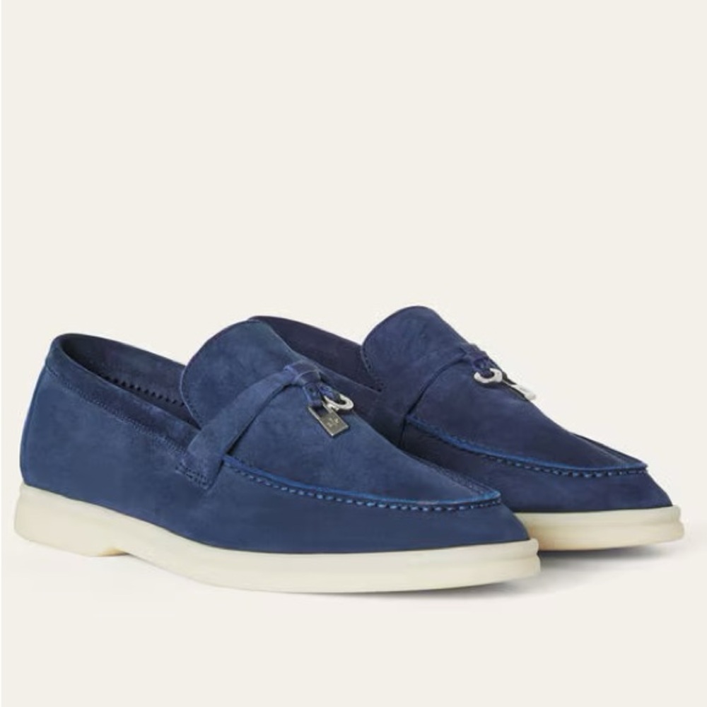 Loro Piana Blue Summer Charms Walk Loafers